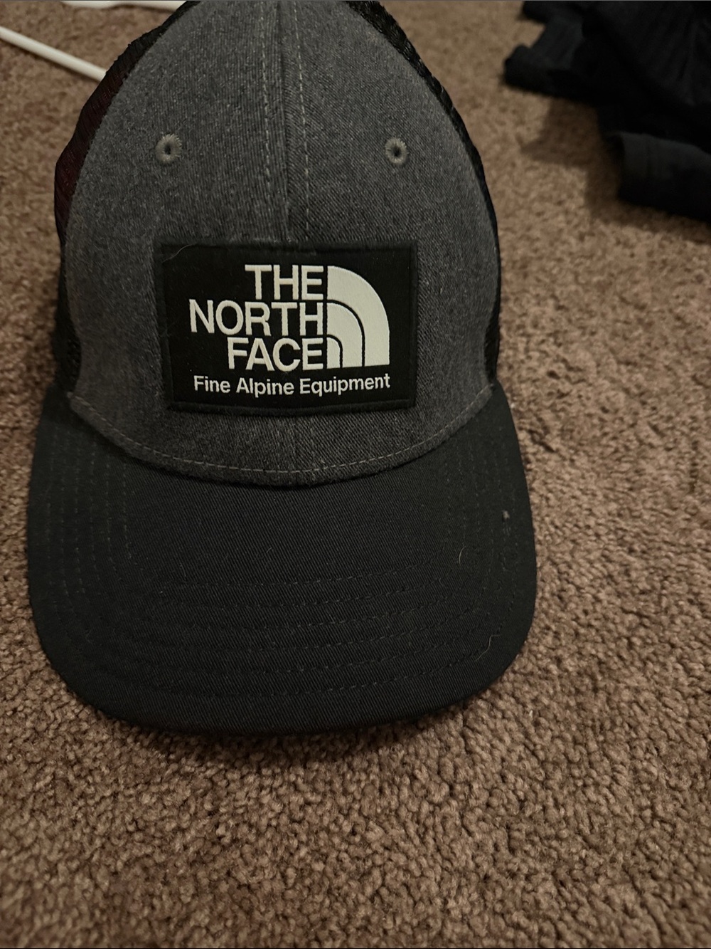 The North Face Grey Crown Black Bill Trucker Hat